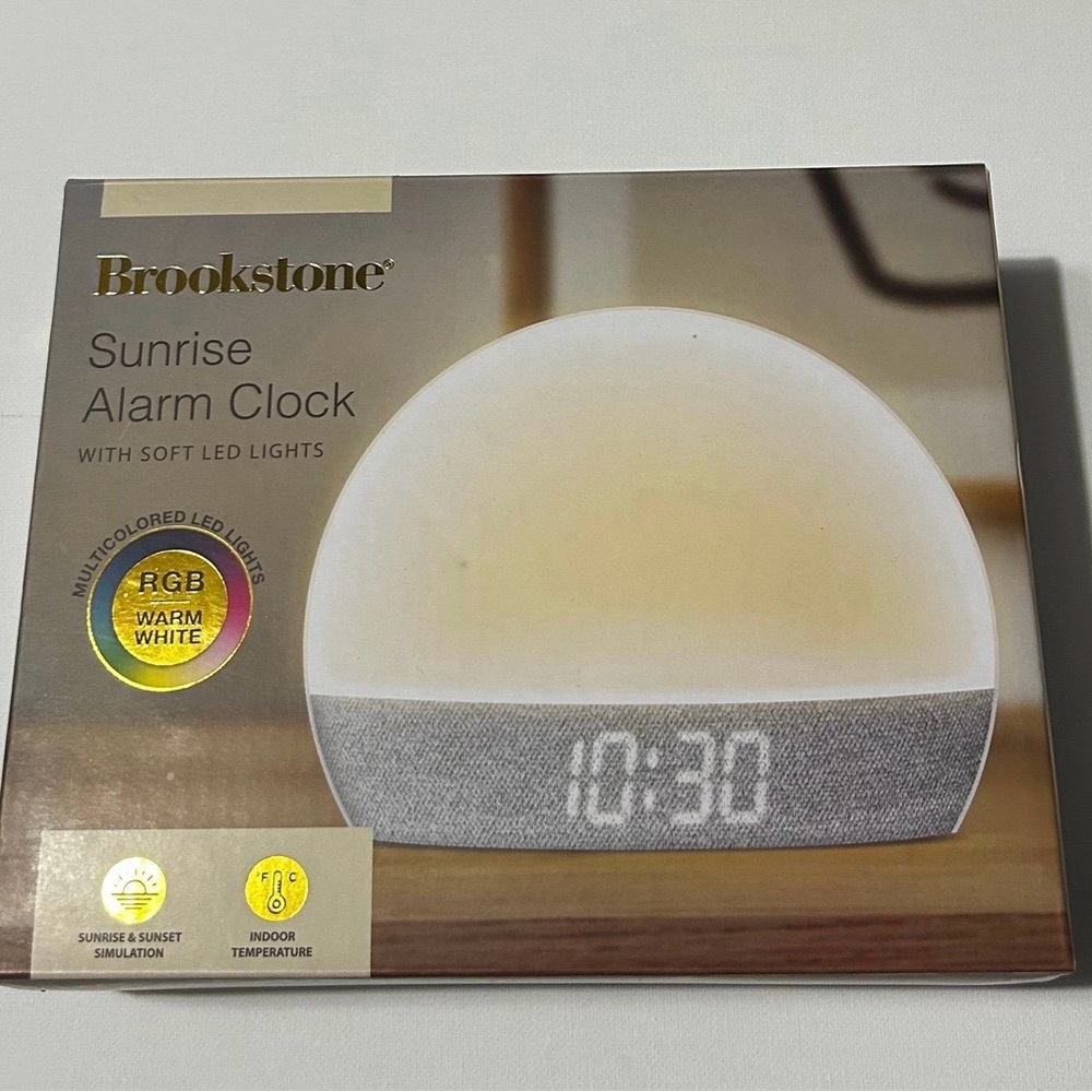 Brookstone Sunrise Alarm Clock with LED - Gray and Cream